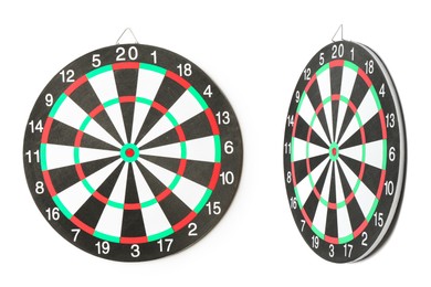 Image of Dartboard isolated on white, side and front view
