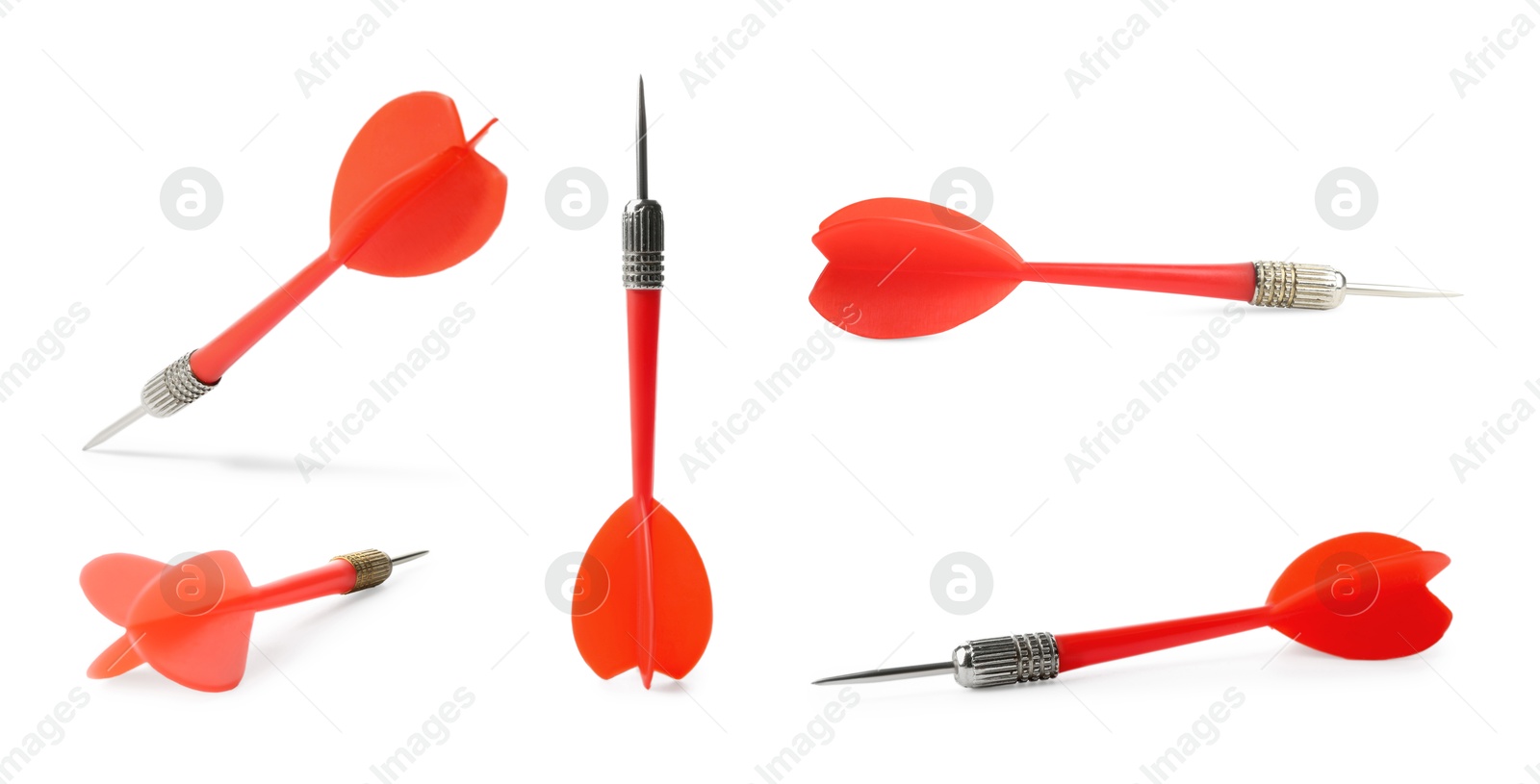 Set of red darts on white background Image of Set of red darts on white background