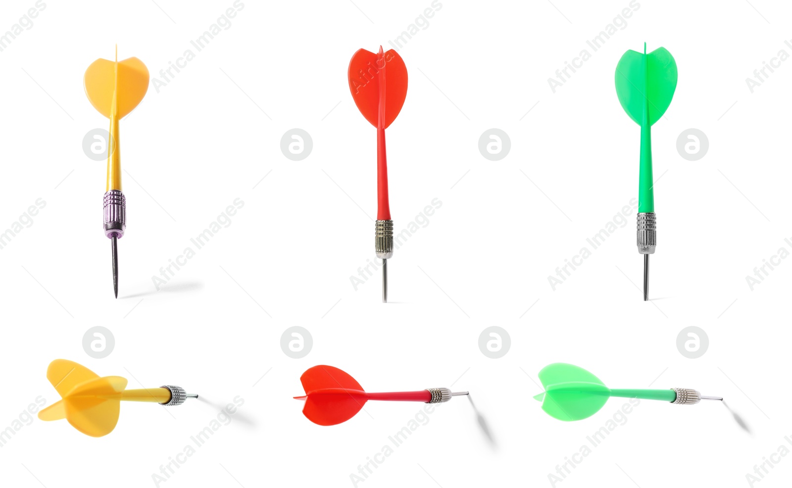 Darts in different colors on white background, set Image of Darts in different colors on white background, set