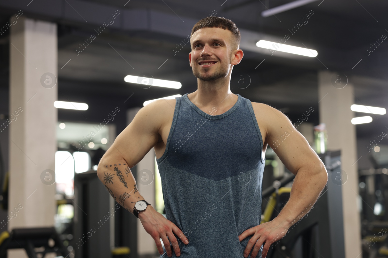 Portrait of professional personal trainer in gym Photo of Portrait of professional personal trainer in gym