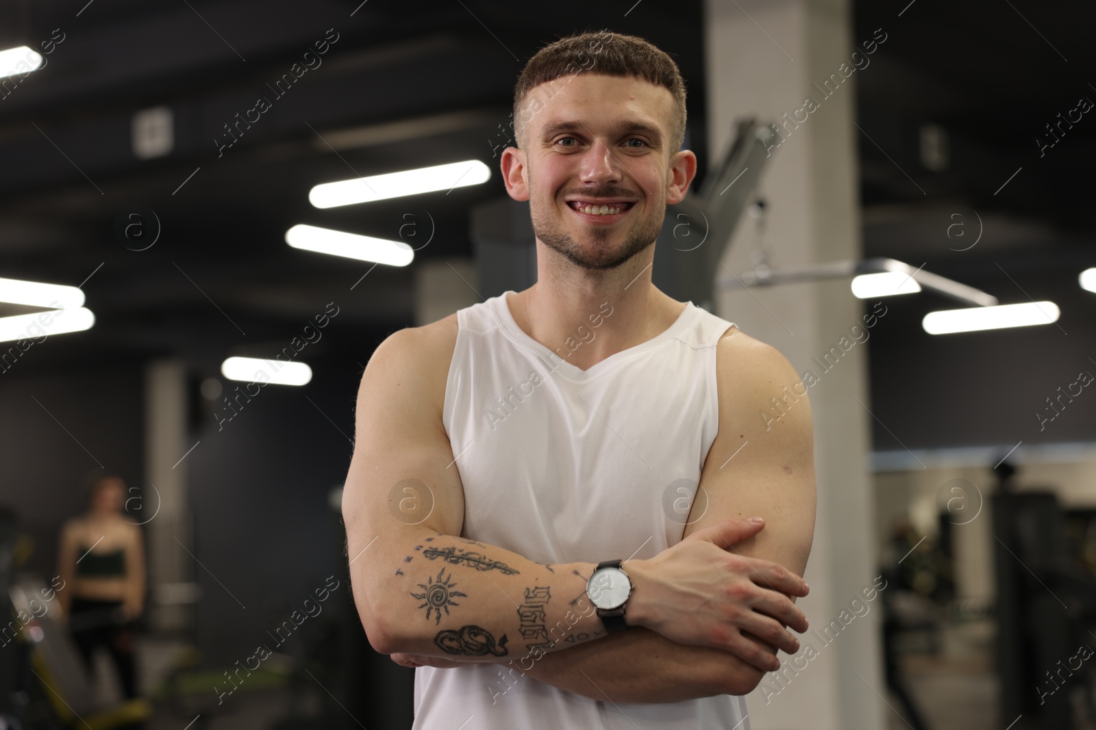 Portrait of professional personal trainer in gym Photo of Portrait of professional personal trainer in gym