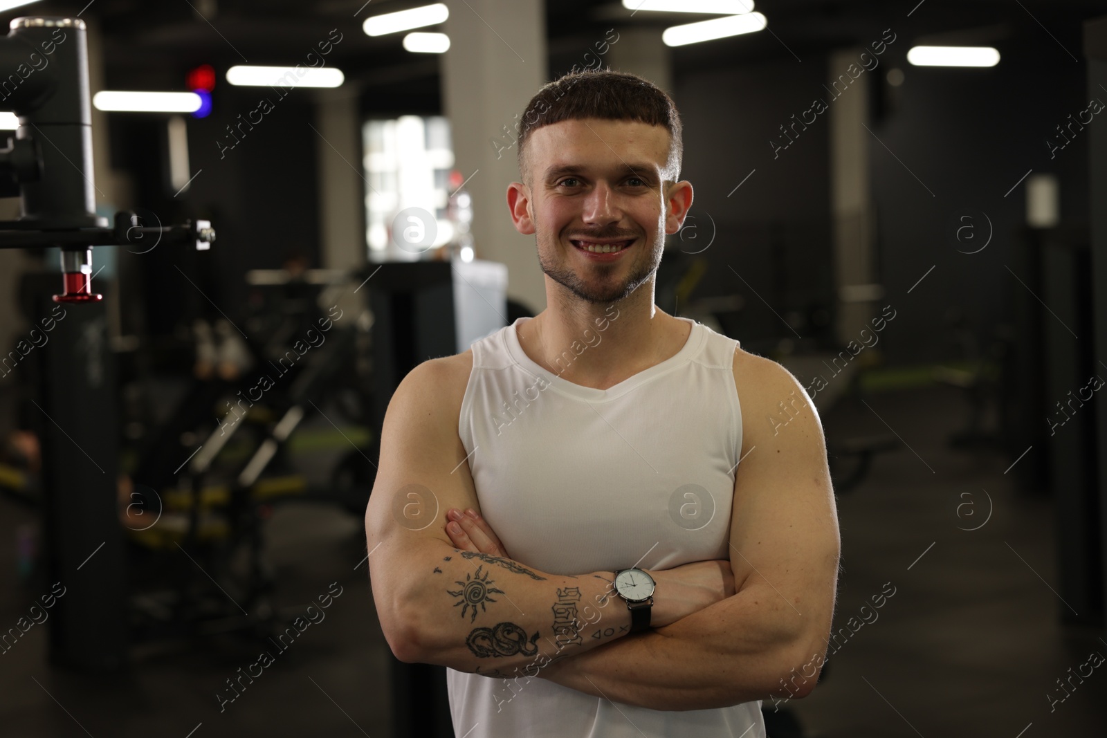 Portrait of professional personal trainer in gym Photo of Portrait of professional personal trainer in gym