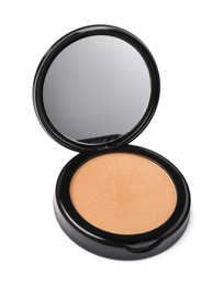 Photo of Open face powder with mirror isolated on white