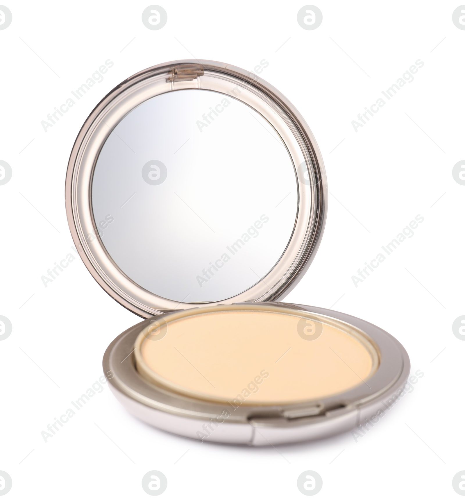 Photo of Open face powder with mirror isolated on white