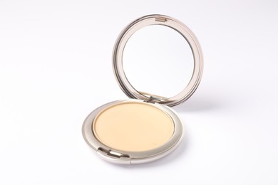 Photo of Open face powder with mirror isolated on white
