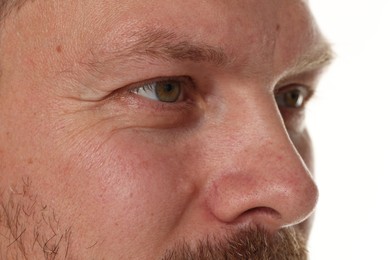 Photo of Handsome man on white background, closeup view