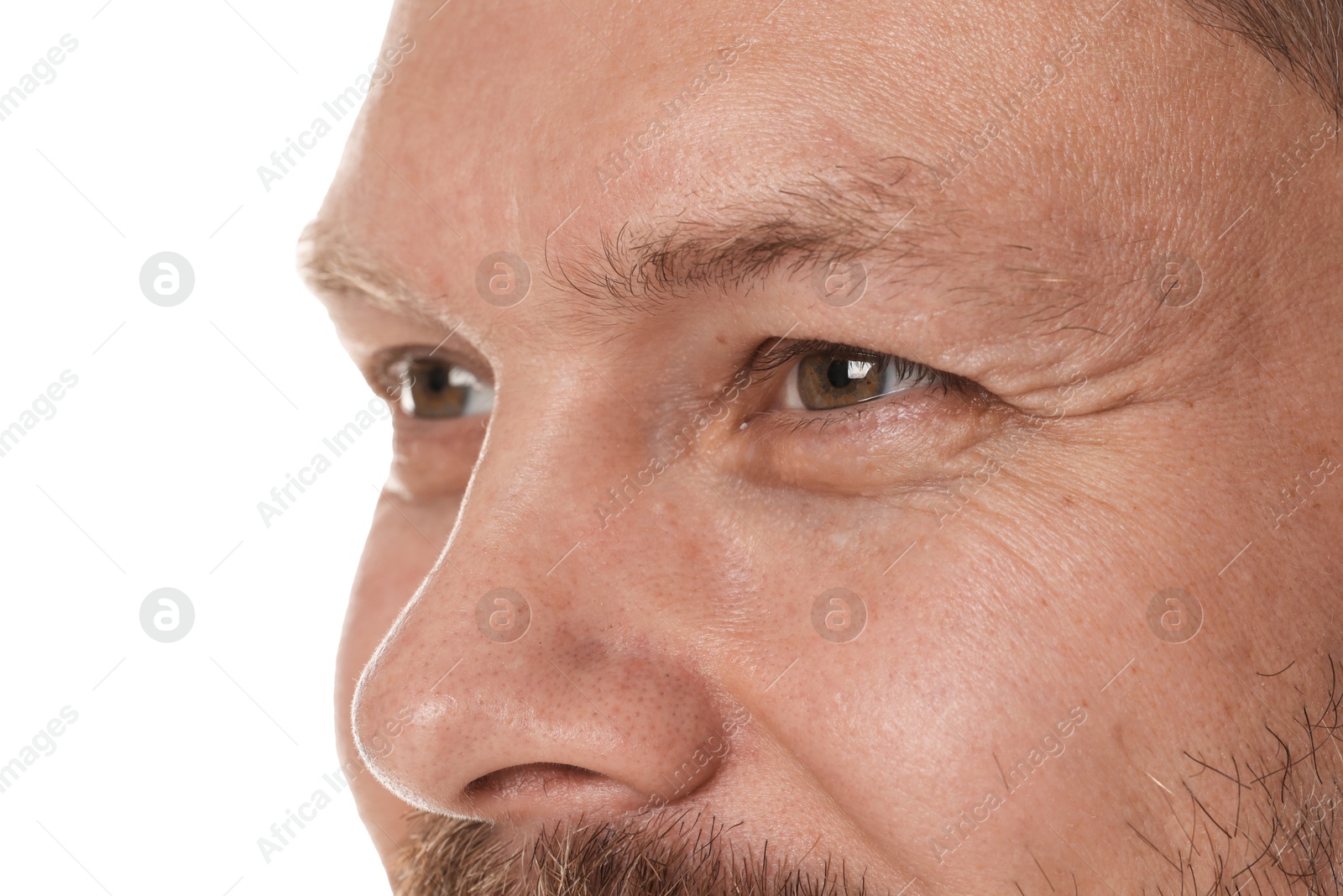 Photo of Handsome man on white background, closeup view