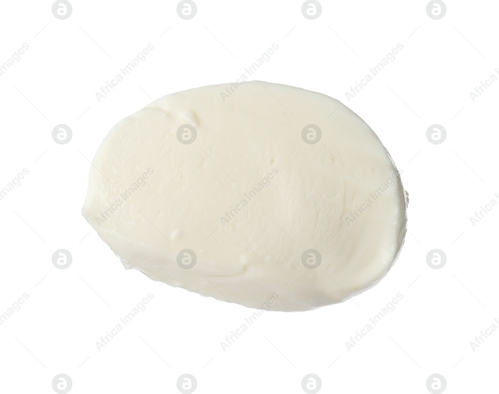 Slice of mozzarella cheese isolated on white Photo of Slice of mozzarella cheese isolated on white