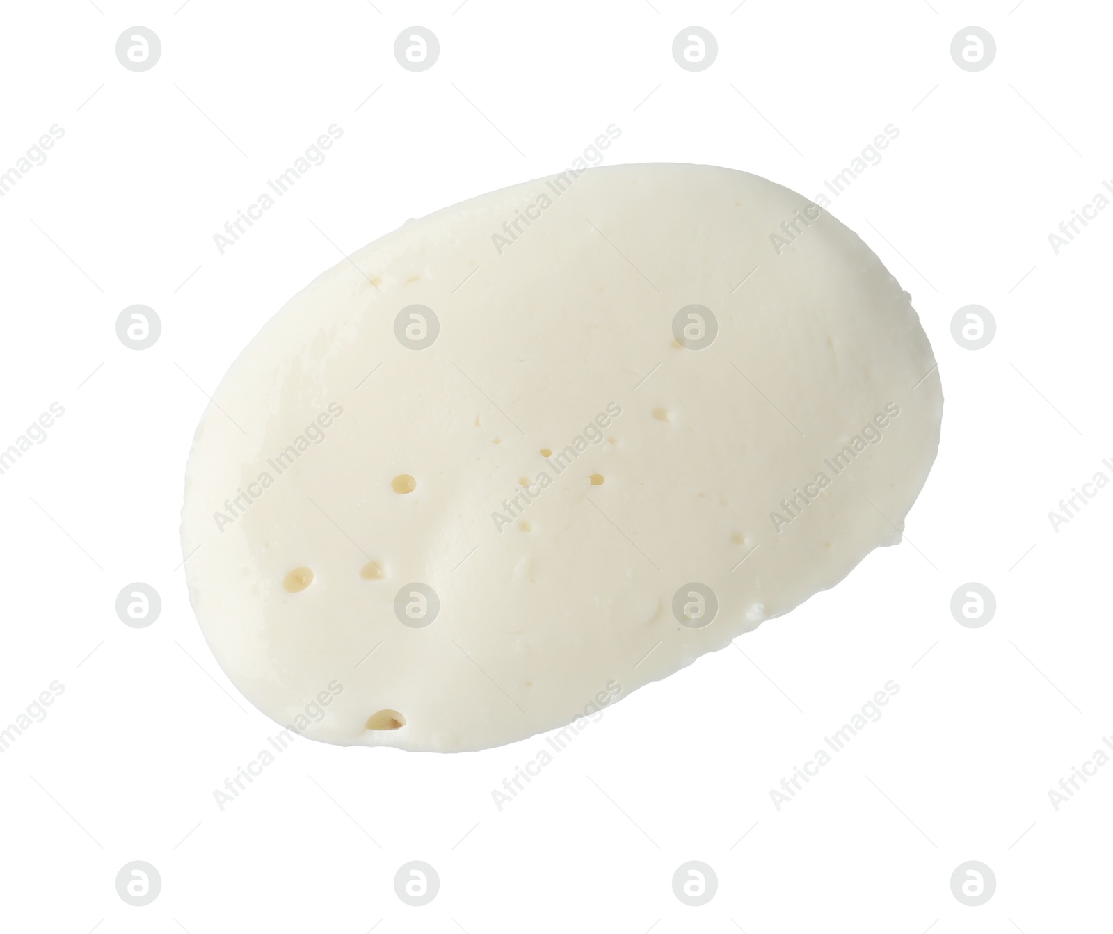 Slice of mozzarella cheese isolated on white Photo of Slice of mozzarella cheese isolated on white