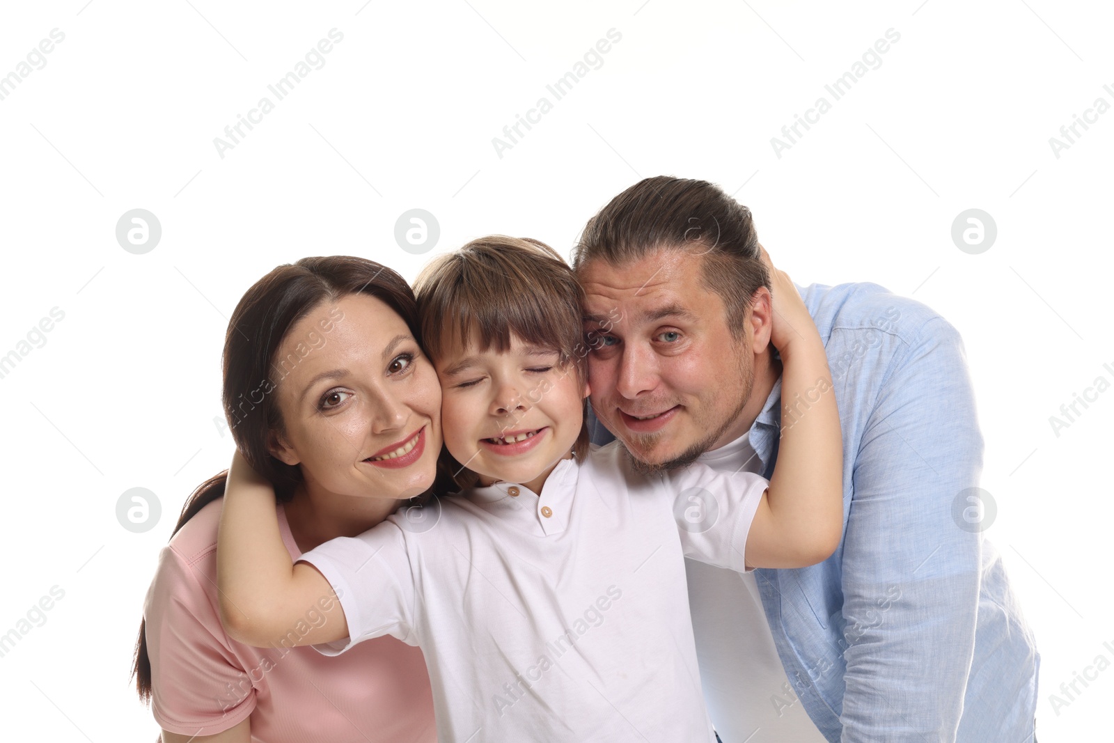 Portrait of lovely family on white background Photo of Portrait of lovely family on white background