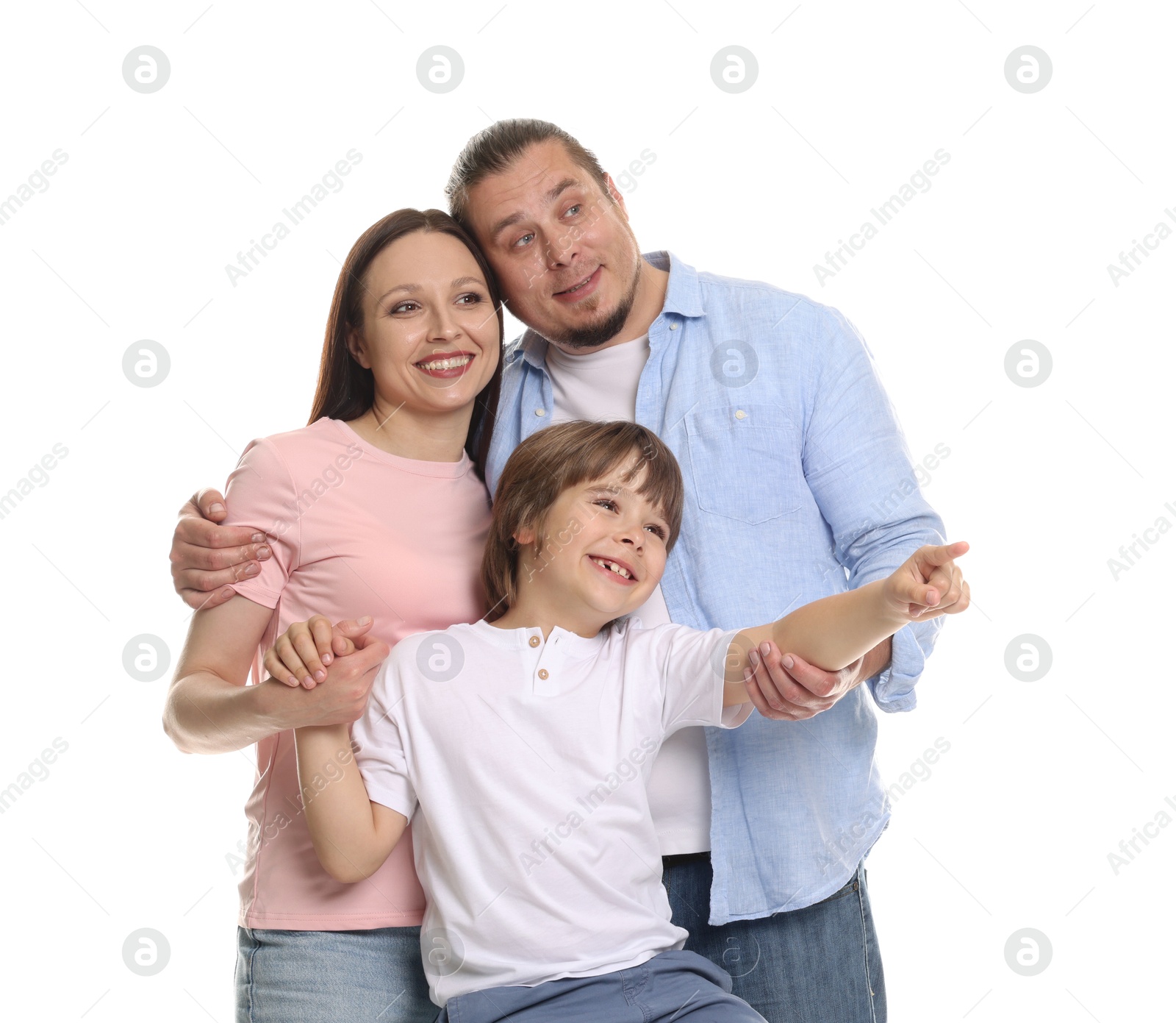 Portrait of lovely family on white background Photo of Portrait of lovely family on white background