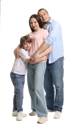 Photo of Portrait of lovely family on white background