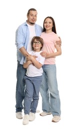 Photo of Portrait of lovely family on white background