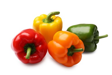 Photo of Fresh colorful bell peppers isolated on white