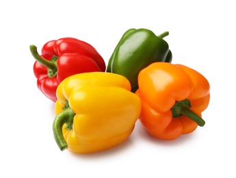 Photo of Fresh colorful bell peppers isolated on white