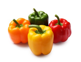 Photo of Fresh colorful bell peppers isolated on white