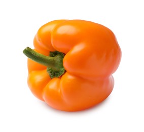 Photo of One fresh orange bell pepper isolated on white