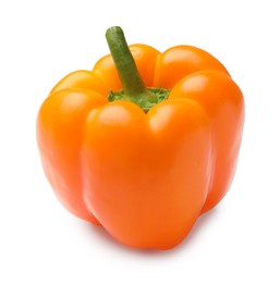 Photo of One fresh orange bell pepper isolated on white