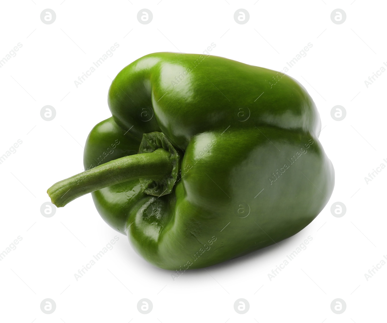 One fresh green bell pepper isolated on white Photo of One fresh green bell pepper isolated on white