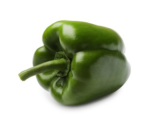 Photo of One fresh green bell pepper isolated on white