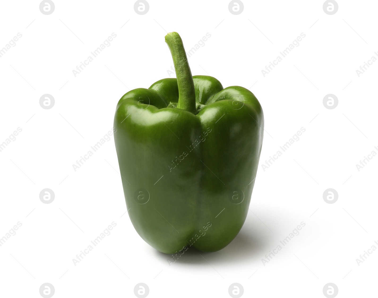One fresh green bell pepper isolated on white Photo of One fresh green bell pepper isolated on white