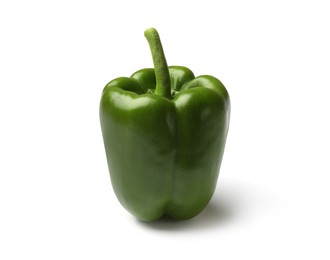 Photo of One fresh green bell pepper isolated on white