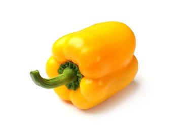 Photo of One fresh yellow bell pepper isolated on white