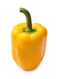 Photo of One fresh yellow bell pepper isolated on white