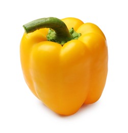 Photo of One fresh yellow bell pepper isolated on white