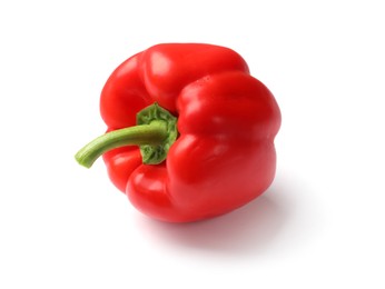 Photo of One fresh red bell pepper isolated on white