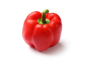 Photo of One fresh red bell pepper isolated on white