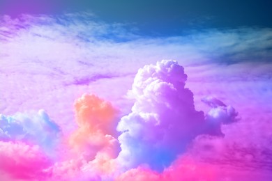 Image of Fluffy color clouds floating in beautiful sky
