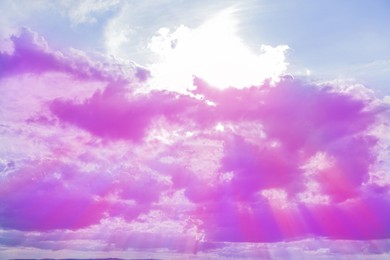 Image of Fluffy color clouds floating in beautiful sky