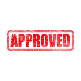 Illustration of Red stamp with word Approved on white background
