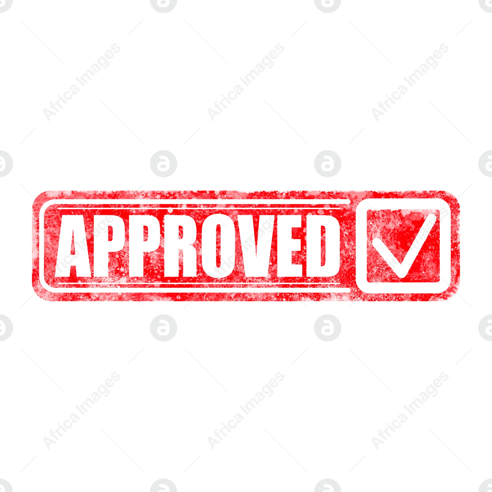 Red stamp with word Approved and check mark on white background Illustration of Red stamp with word Approved and check mark on white background