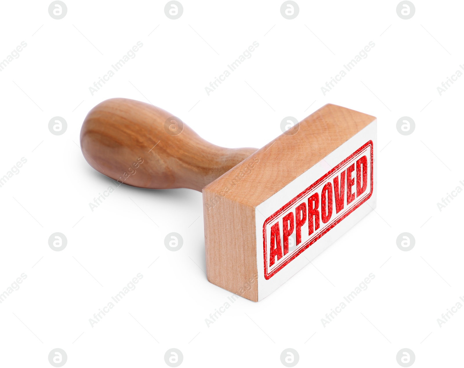 Wooden stamp with word Approved on white background Image of Wooden stamp with word Approved on white background