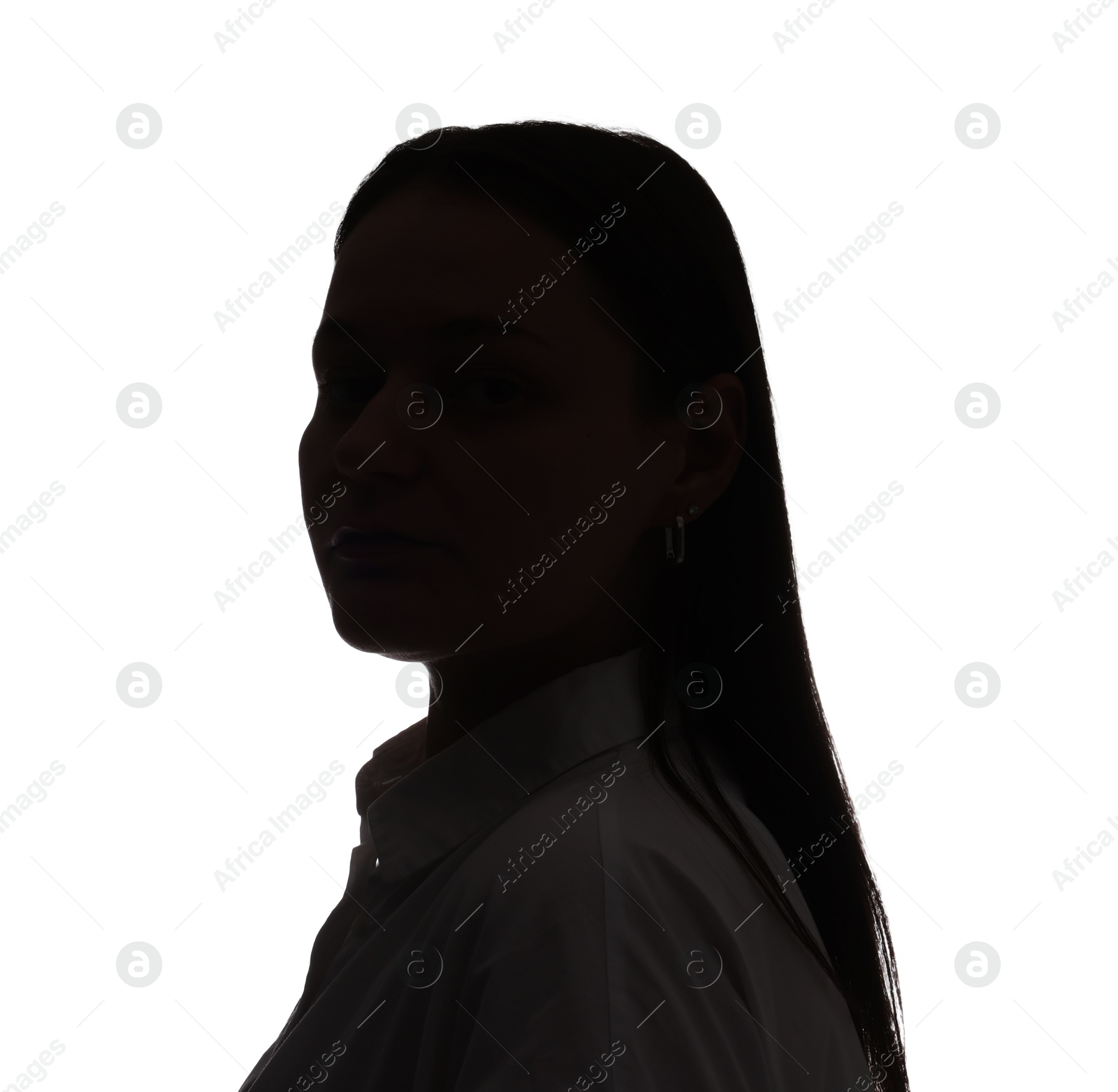 Silhouette of one woman on white background Photo of Silhouette of one woman on white background
