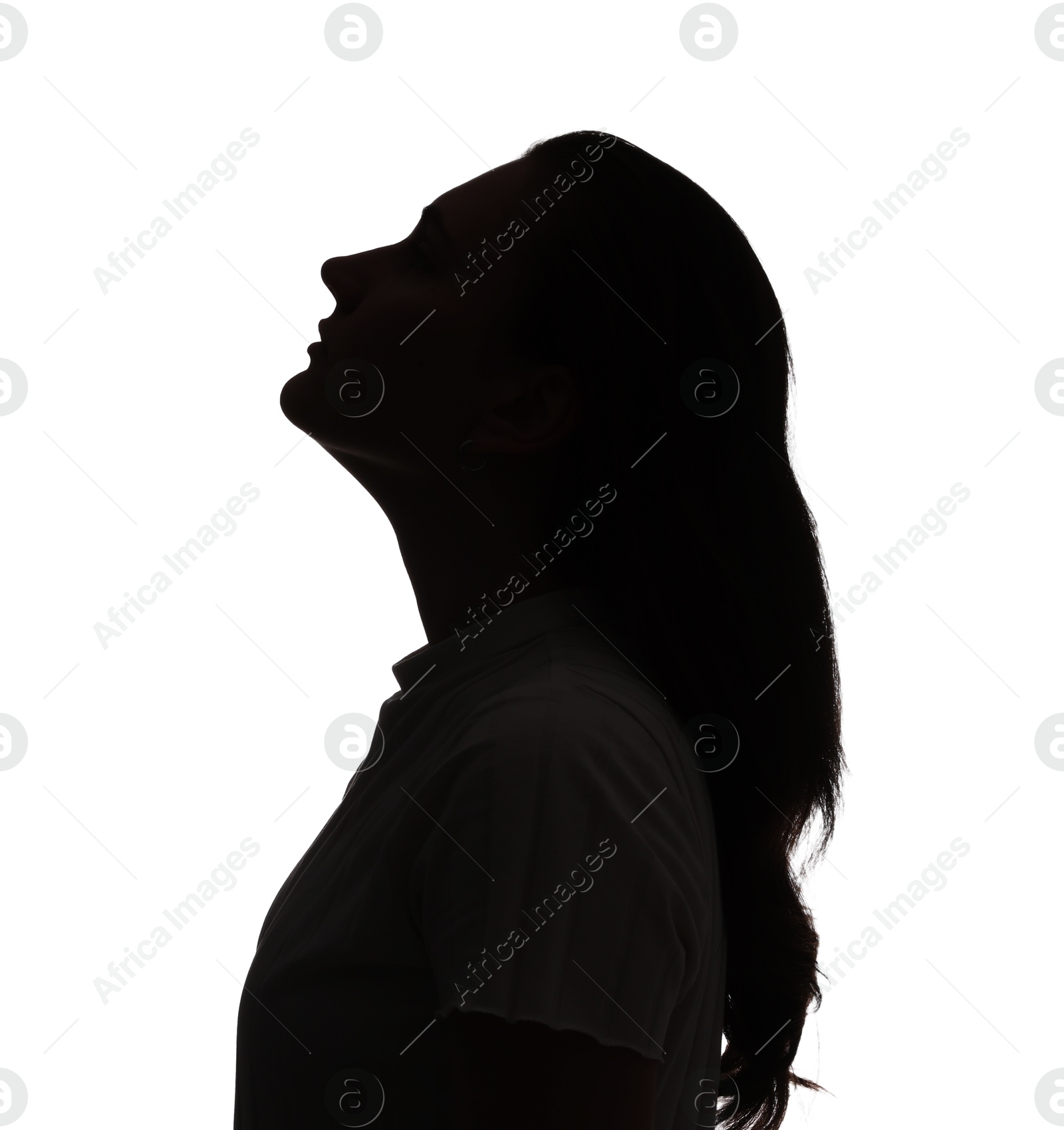 Silhouette of one woman on white background Photo of Silhouette of one woman on white background