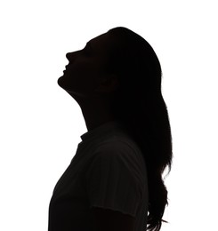 Photo of Silhouette of one woman on white background