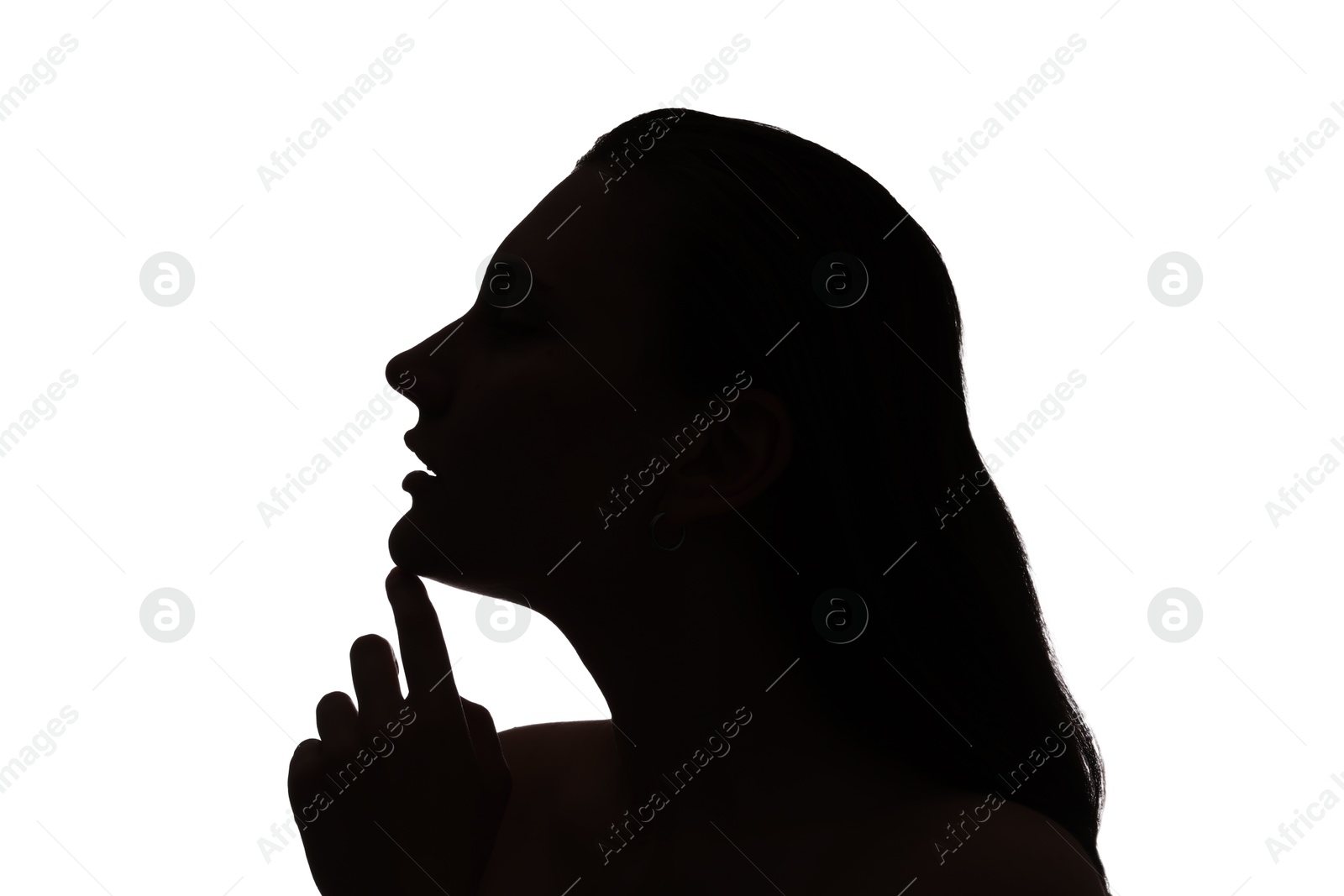 Silhouette of one woman on white background Photo of Silhouette of one woman on white background