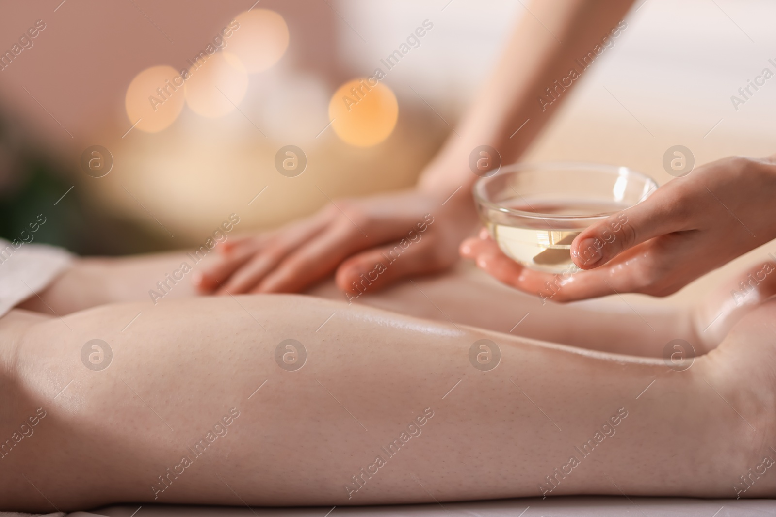 Woman receiving massage in spa salon, closeup Photo of Woman receiving massage in spa salon, closeup