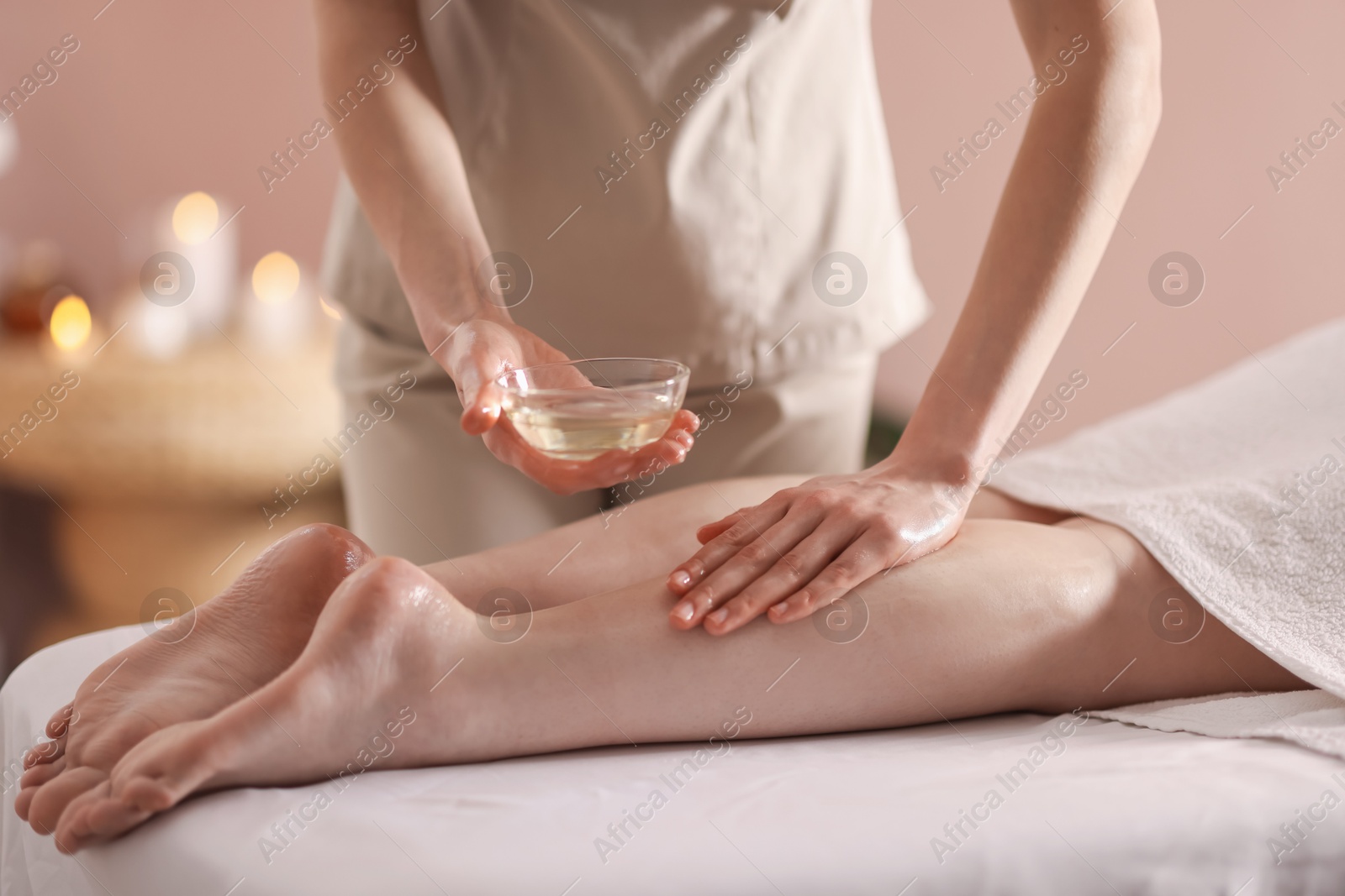 Woman receiving massage in spa salon, closeup Photo of Woman receiving massage in spa salon, closeup