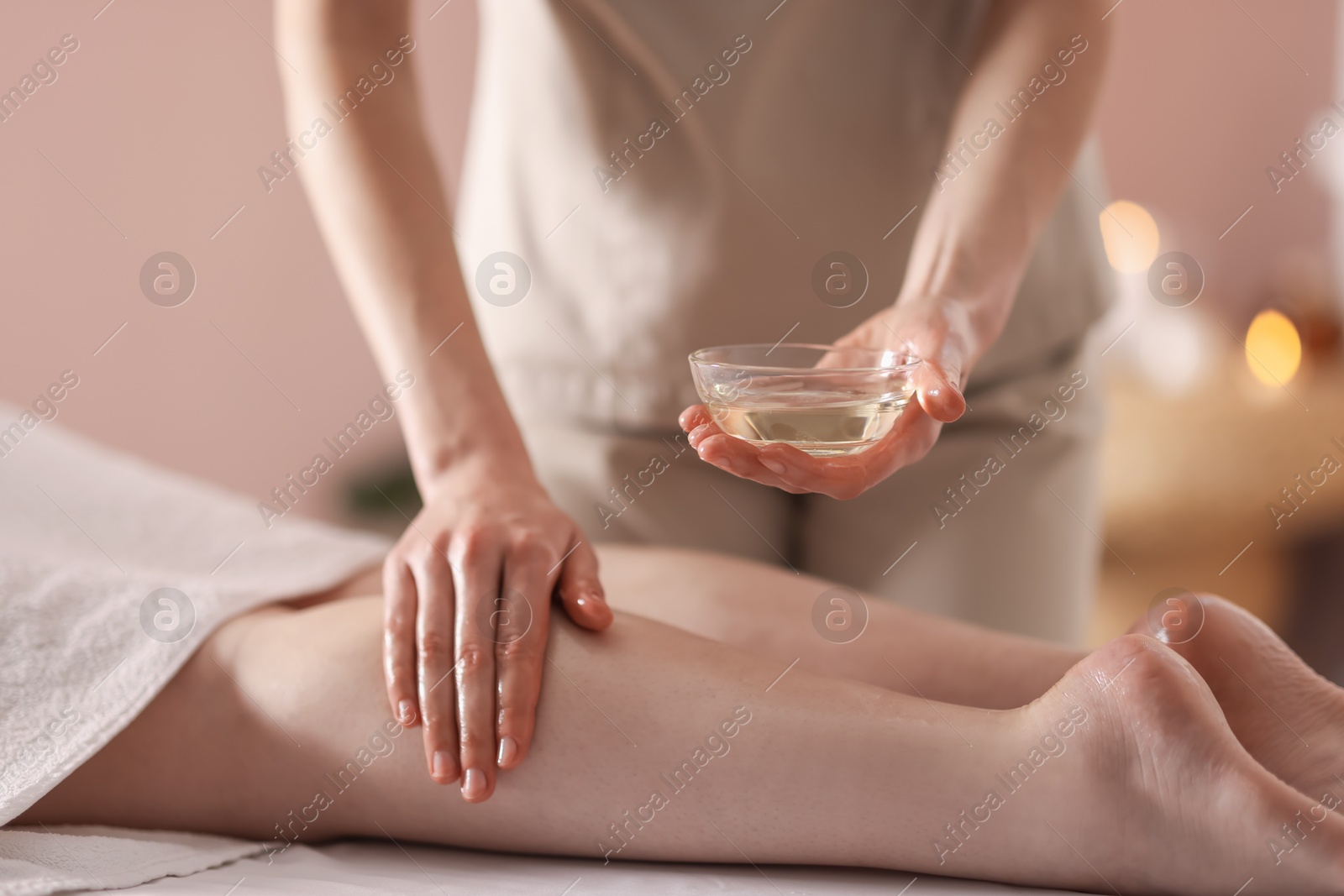Woman receiving massage in spa salon, closeup Photo of Woman receiving massage in spa salon, closeup