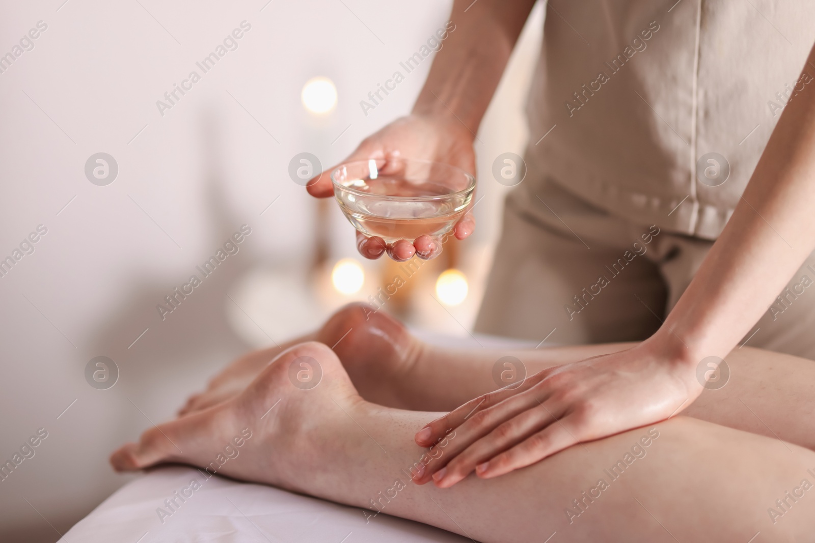 Woman receiving massage in spa salon, closeup Photo of Woman receiving massage in spa salon, closeup