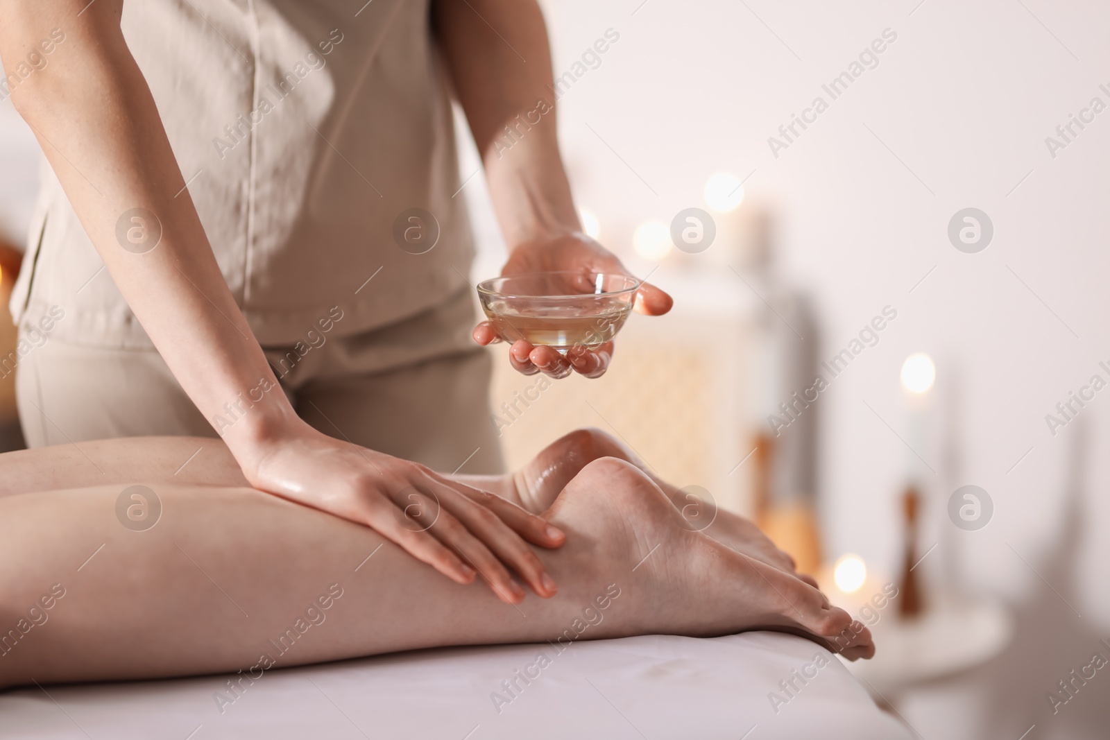 Woman receiving massage in spa salon, closeup Photo of Woman receiving massage in spa salon, closeup