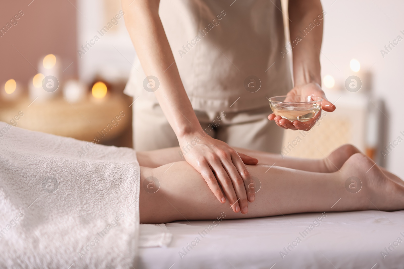 Woman receiving massage in spa salon, closeup Photo of Woman receiving massage in spa salon, closeup