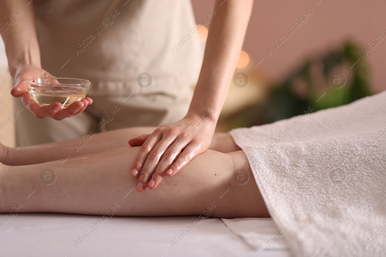 Woman receiving massage in spa salon, closeup Photo of Woman receiving massage in spa salon, closeup