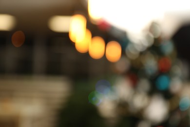 Photo of Blurred view of school canteen with festive decor