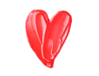 Photo of Heart made of lipstick isolated on white, top view