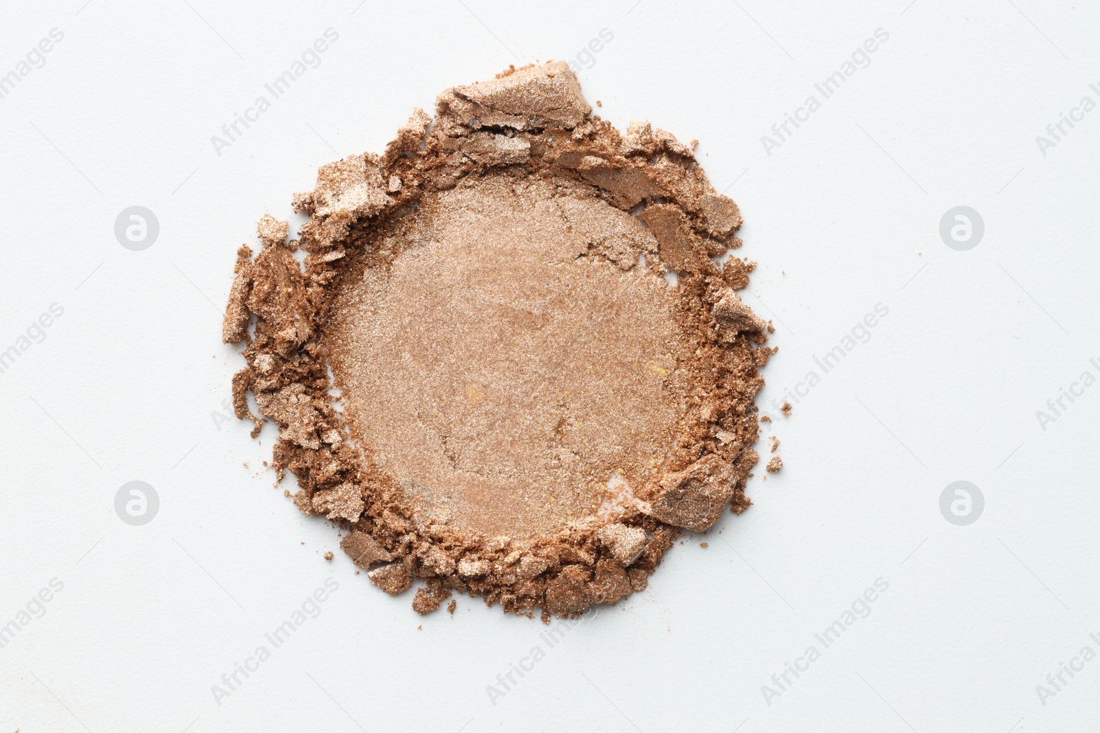 Photo of Sample of beautiful eyeshadow on white background, top view